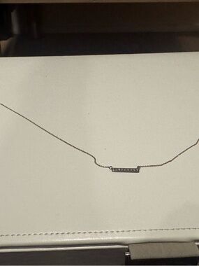 Minimalist Silver Bar Necklace with Clear Stones - Women Jewelry